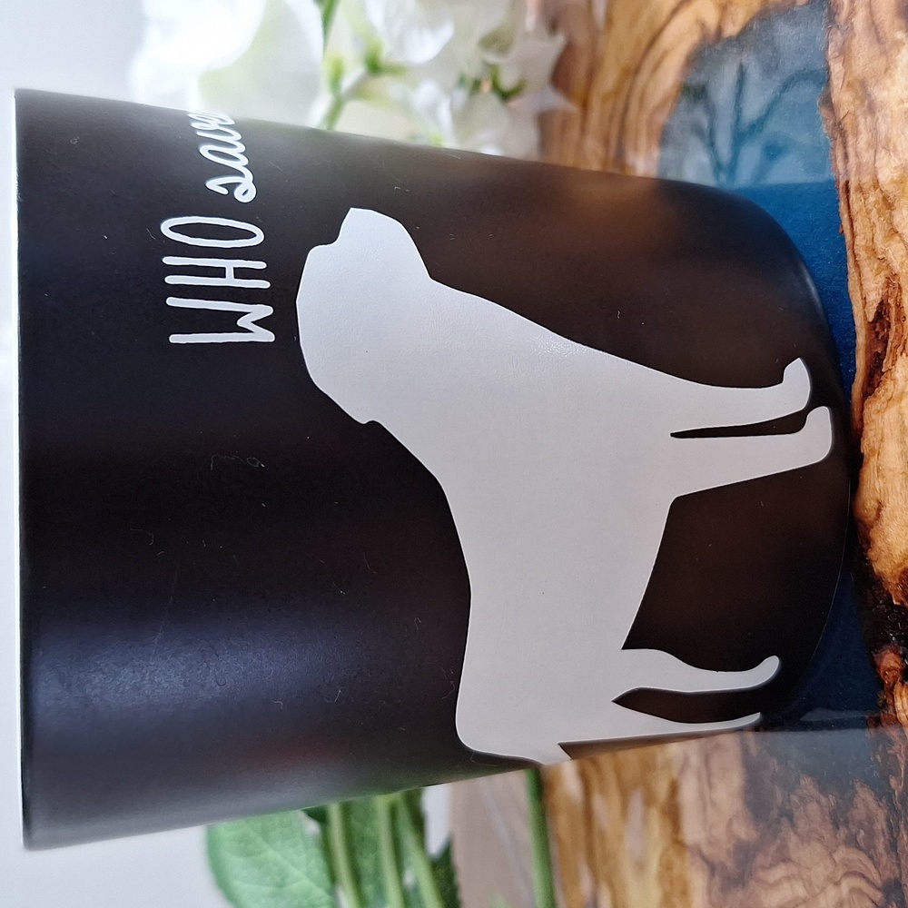 🛍2/$15🛍 #ABP Black and White Dog-Themed Mug "WHO saved WHO? - Picture 2 of 7